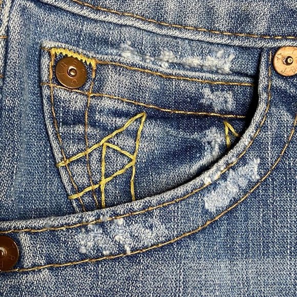 Vintage True Religion Becky Bootcut Medium Blue Stretch Jeans Leather Tab 28 - Picture 11 of 13